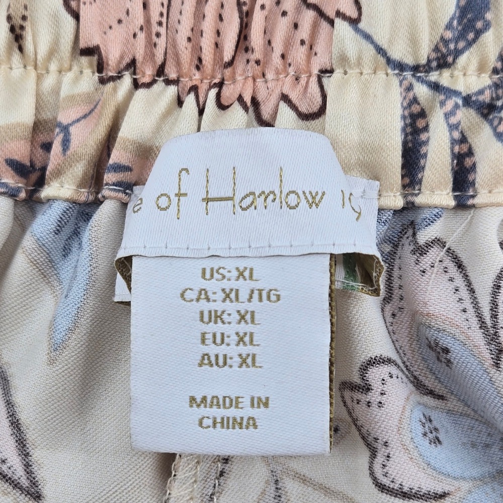House of Harlow 1960 Floral Wide Leg Pants XL Cream Pink Blue‎ Boho Whimsigoth - Picture 4 of 14